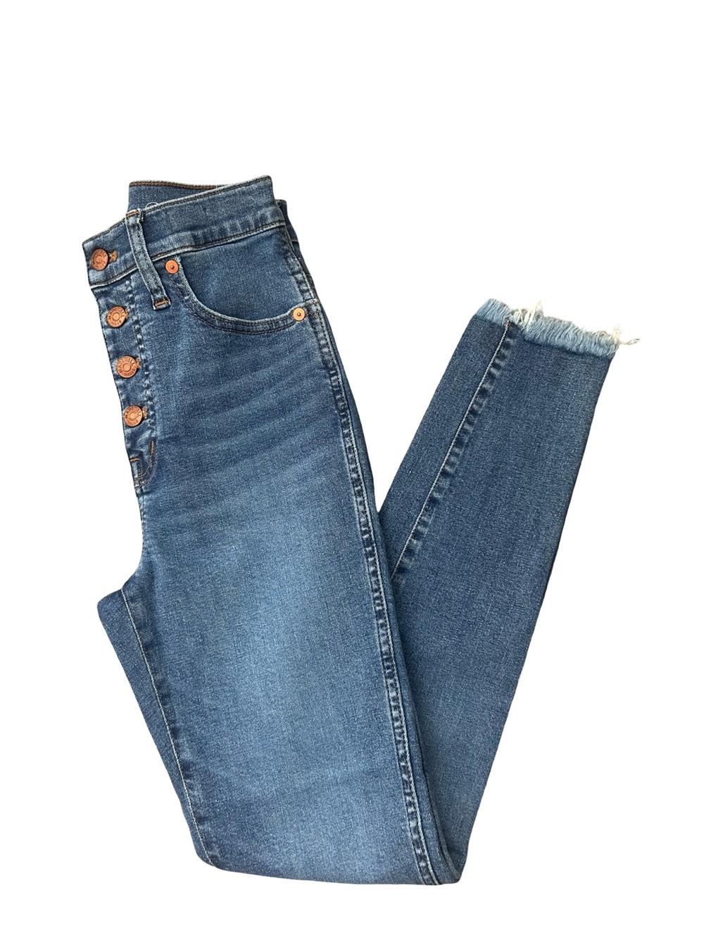Madewell Blue 10” High-Rise Skinny Jeans with Frayed Hem. Sz 26